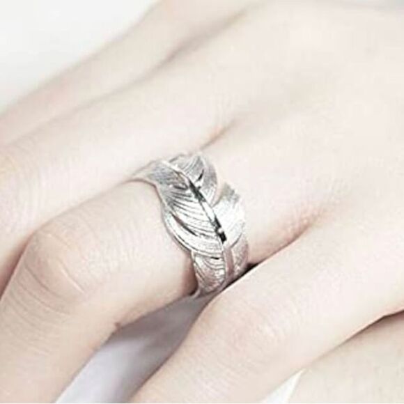 The Dainty Feather adjustable 925 silver ring - Picture 3 of 6
